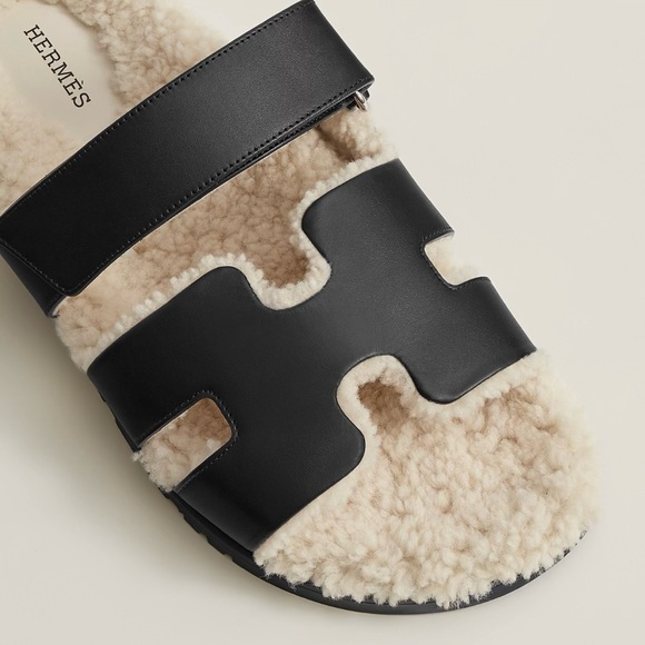 Hermes Shoes - Hermes Black and Cream Sandals